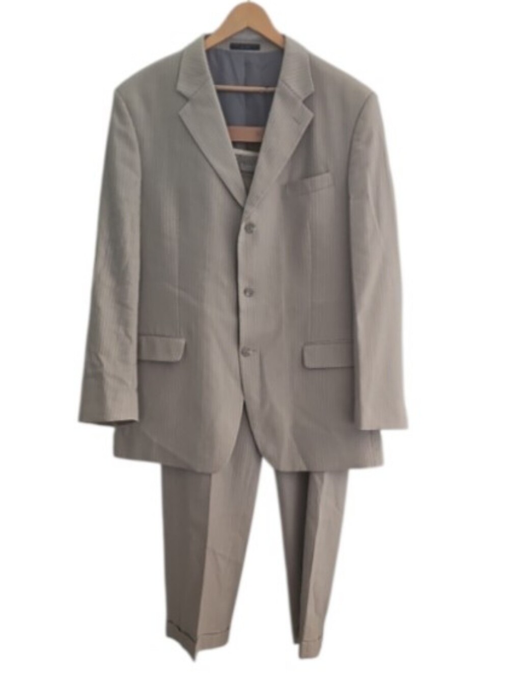 Versini 100% Wool Suit Men 38W Gray Stripe 3 Button Business Career Classic 42R